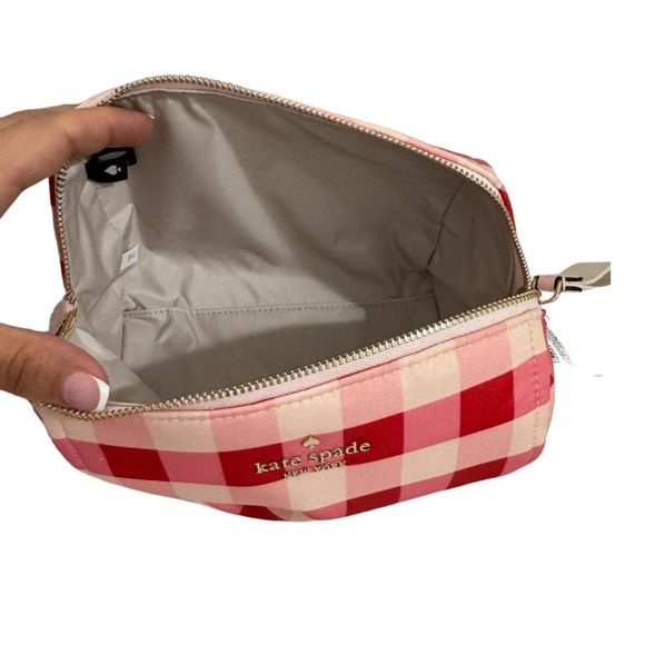 Kate Spade Pink and Red Checkered Pouch - Picture 2 of 3